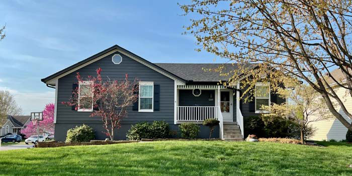 After side view of house